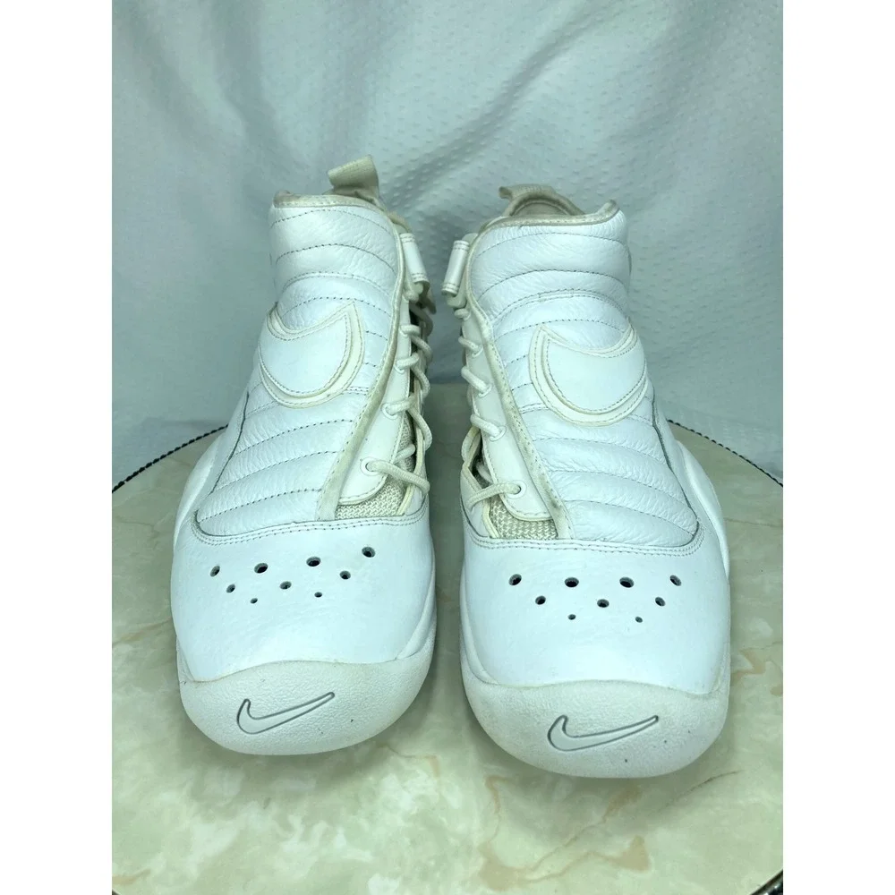 Nike Air Shake Ndestrukt Basketball Shoes Mens 10 Triple White High Top Sneakers